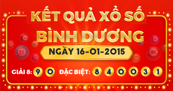 Kết quả xổ số Bình Dương ngày 16/1/2015