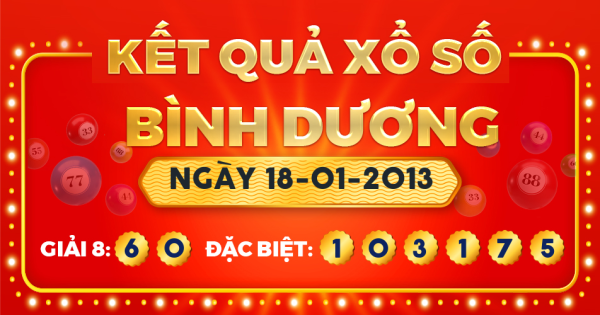 Kết quả xổ số Bình Dương ngày 18/1/2013