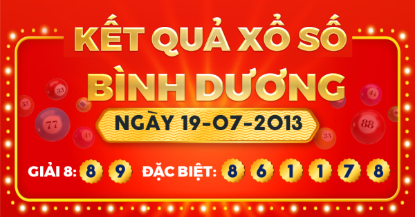 Kết quả xổ số Bình Dương ngày 19/7/2013