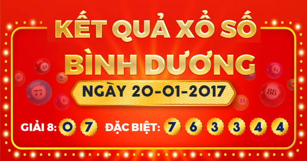 Kết quả xổ số Bình Dương ngày 20/1/2017