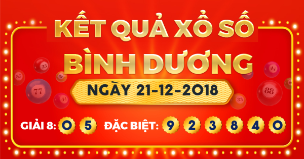 Kết quả xổ số Bình Dương ngày 21/12/2018