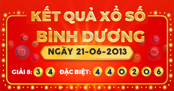 Kết quả xổ số Bình Dương ngày 21/6/2013