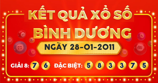 Kết quả xổ số Bình Dương ngày 28/1/2011