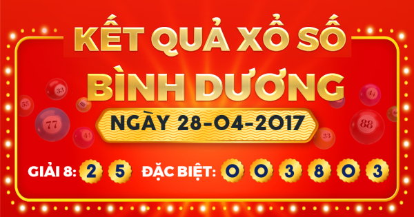 Kết quả xổ số Bình Dương ngày 28/4/2017