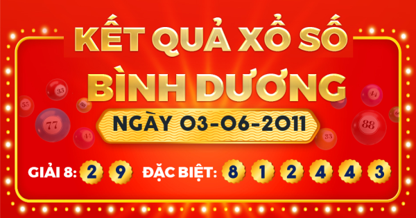 Kết quả xổ số Bình Dương ngày 3/6/2011