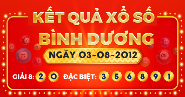 Kết quả xổ số Bình Dương ngày 3/8/2012