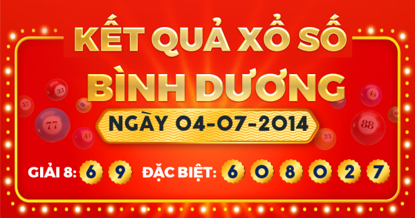 Kết quả xổ số Bình Dương ngày 4/7/2014