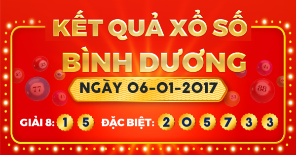 Kết quả xổ số Bình Dương ngày 6/1/2017