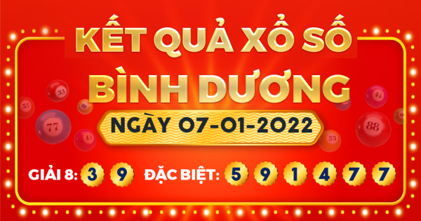 Kết quả xổ số Bình Dương ngày 7/1/2022