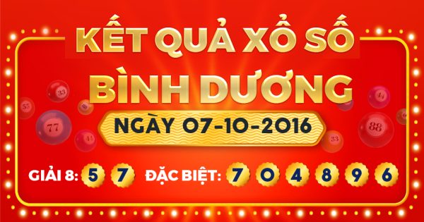 Kết quả xổ số Bình Dương ngày 7/10/2016