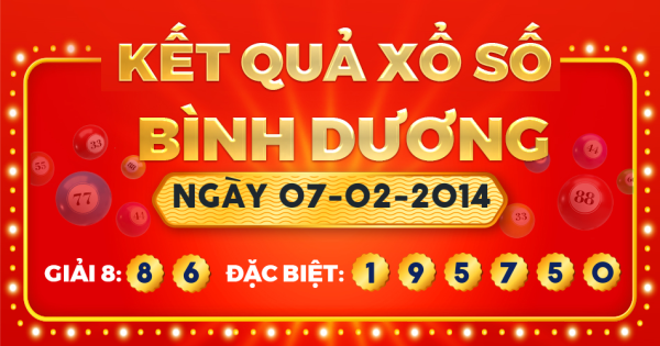 Kết quả xổ số Bình Dương ngày 7/2/2014