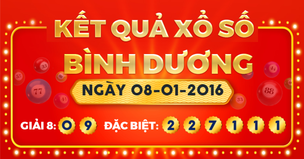 Kết quả xổ số Bình Dương ngày 8/1/2016