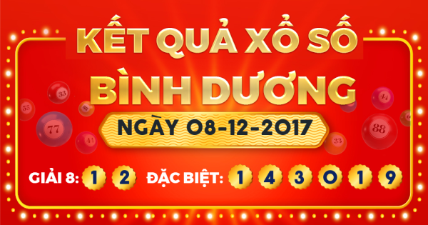 Kết quả xổ số Bình Dương ngày 8/12/2017