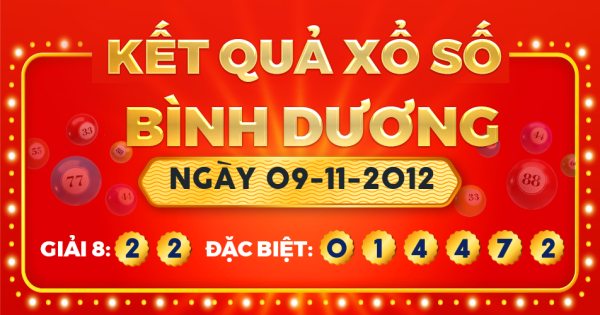 Kết quả xổ số Bình Dương ngày 9/11/2012